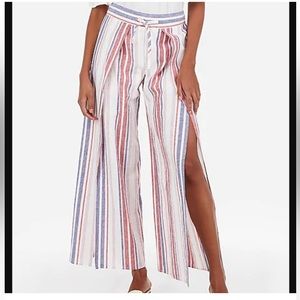 Express Striped Wide Leg Pants - Red, Blue, White